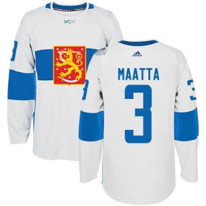 Adidas Team Finland dresy 3 Olli Maatta Authentic Bílý Domácí 2016 World Cup hokejové dresy