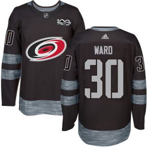 Pánské NHL Carolina Hurricanes dresy 30 Cam Ward Authentic Černá Adidas 1917 2017 100th Anniversary