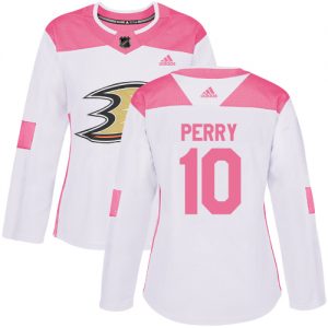 Dámské NHL Anaheim Ducks dresy 10 Corey Perry Authentic Bílý Růžový Adidas Fashion