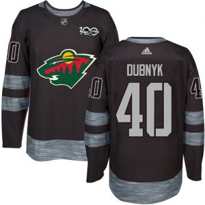 Pánské NHL Minnesota Wild dresy 40 Devan Dubnyk Authentic Černá Adidas 1917 2017 100th Anniversary