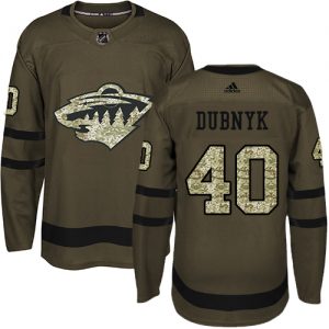 Pánské NHL Minnesota Wild dresy 40 Devan Dubnyk Authentic Zelená Adidas Salute to Service
