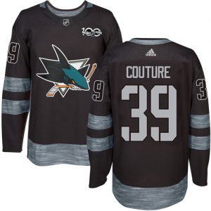 Pánské NHL San Jose Sharks dresy 39 Logan Couture Authentic Černá Adidas 1917 2017 100th Anniversary