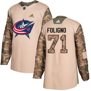 Dětské NHL Columbus Blue Jackets dresy 71 Nick Foligno Authentic Camo Adidas Veterans Day Practice