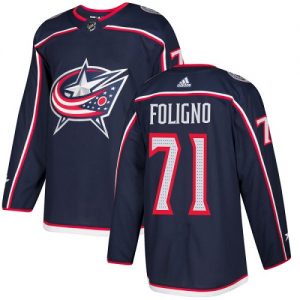 Dětské NHL Columbus Blue Jackets dresy 71 Nick Foligno Authentic Námořnická modrá Adidas Domácí