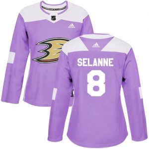 Dámské NHL Anaheim Ducks dresy 8 Teemu Selanne Authentic Nachový Adidas Fights Cancer Practice