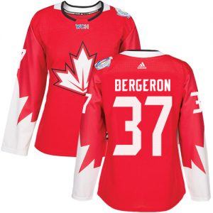 Adidas Team Canada dresy Patrice Bergeron 37 Authentic Červené Venkovní 2016 World Cup hokejové dresy