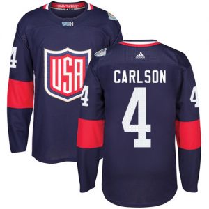 Dětské Adidas Team USA dresy 4 John Carlson Authentic Námořnická modrá Venkovní 2016 World Cup hokejové dresy